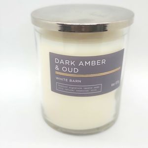 NEW BBW White Barn Signature Dark Amber & Oud 8oz. Candle